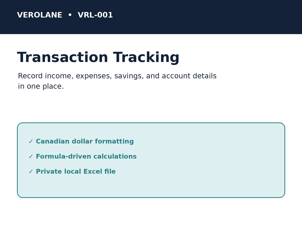 Verolane Monthly Budget Planner financial overview designed for everyday household budgeting.