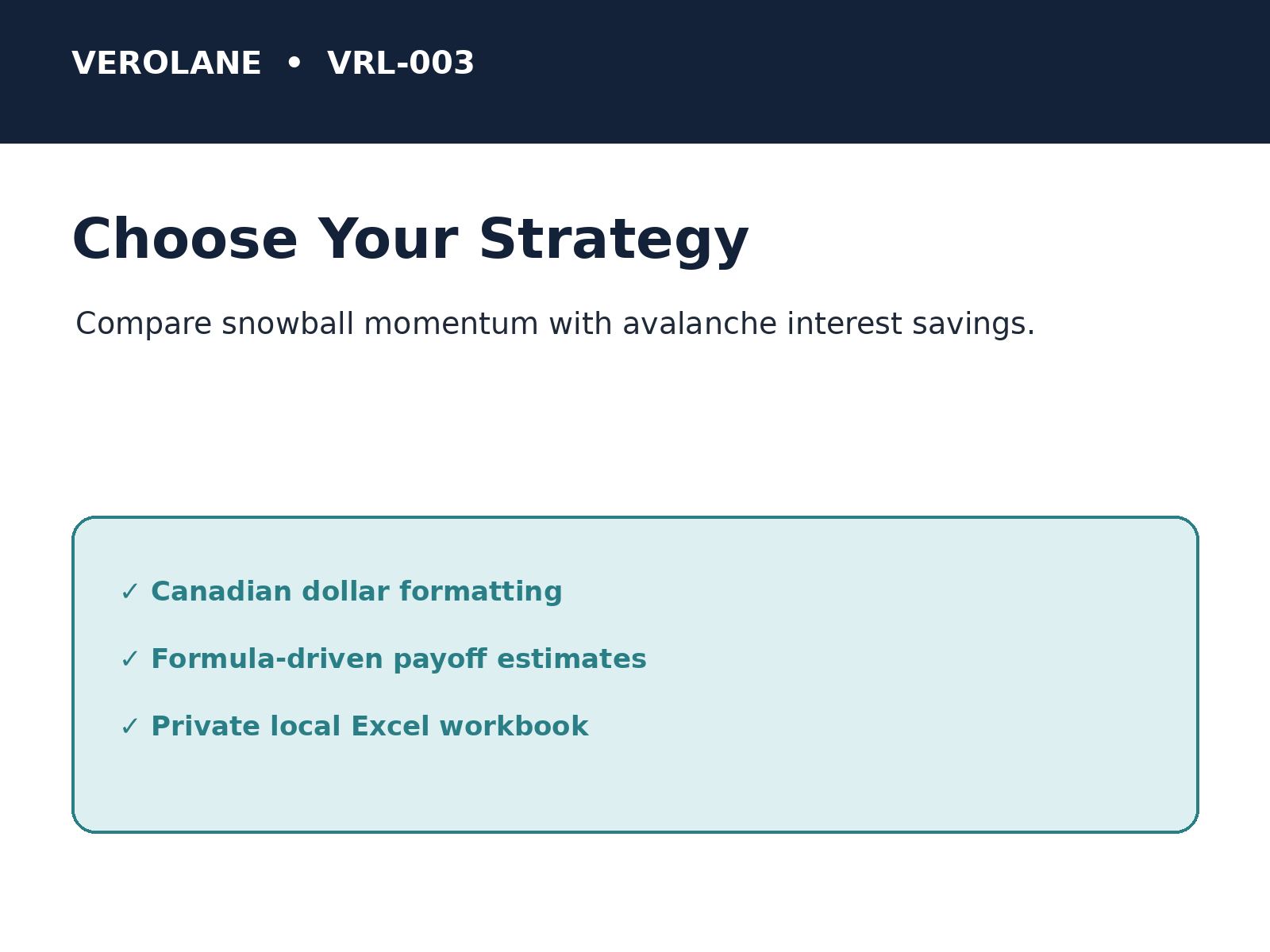 Verolane Debt Freedom Planner gallery preview for organizing debts and payoff priorities.