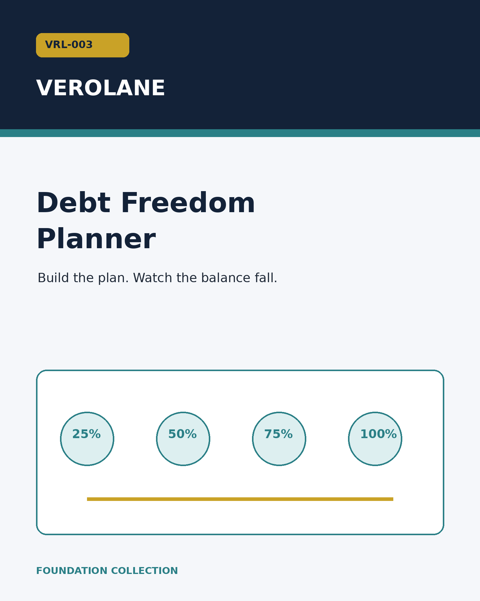 Verolane Debt Freedom Planner product cover in the Verolane green brand design.