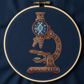 The Alchemist's Microscope vintage-style cross stitch pattern