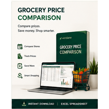 Grocery Price Comparison Spreadsheet | Food Budget & Unit Price Tracker