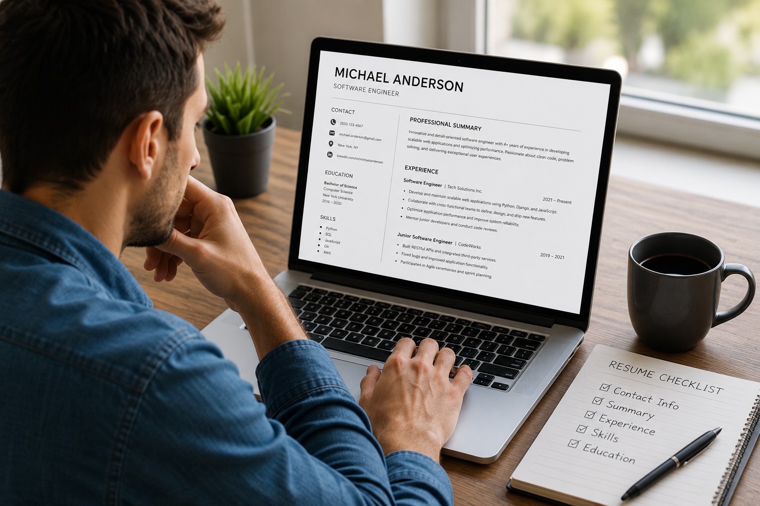 Resume Template and Career Advice Workbook | ATS Friendly Resume Template PDF | Printable Job Search Planner