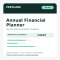 Verolane Annual Financial Planner Excel workbook cover for 12-month budgeting and cash flow planning.