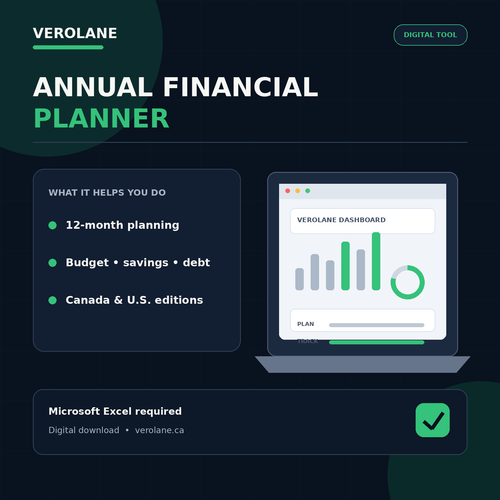 Verolane Annual Financial Planner digital Excel workbook hero image