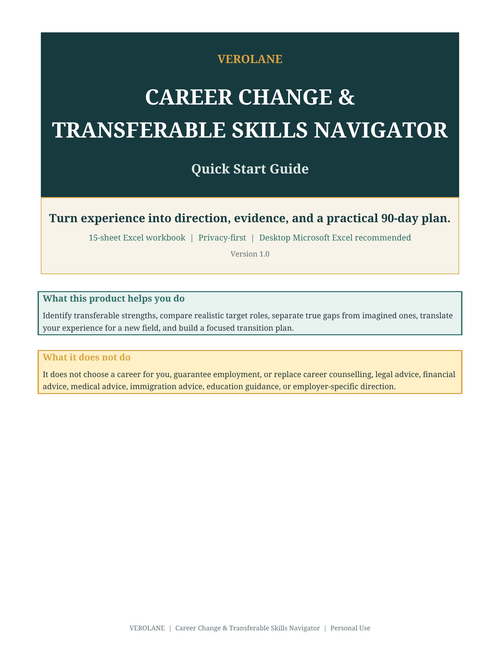 Verolane Career Change and Transferable Skills Navigator guide cover