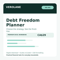 Verolane Debt Freedom Planner Excel workbook cover with snowball and avalanche payoff tracking.