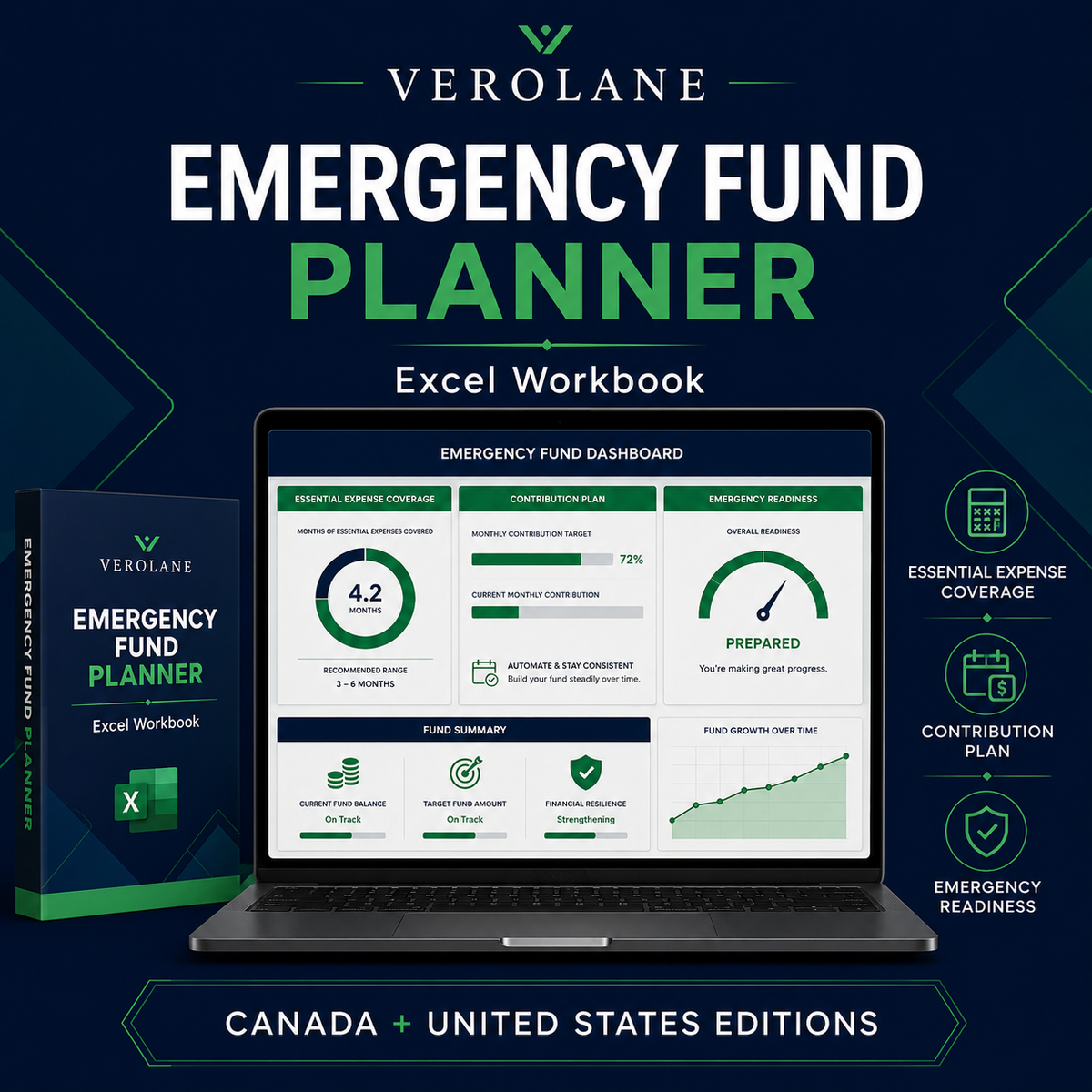 Emergency Fund Planner | Excel Workbook digital product preview