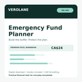 Verolane Emergency Fund Planner Excel workbook cover for emergency savings and coverage tracking.