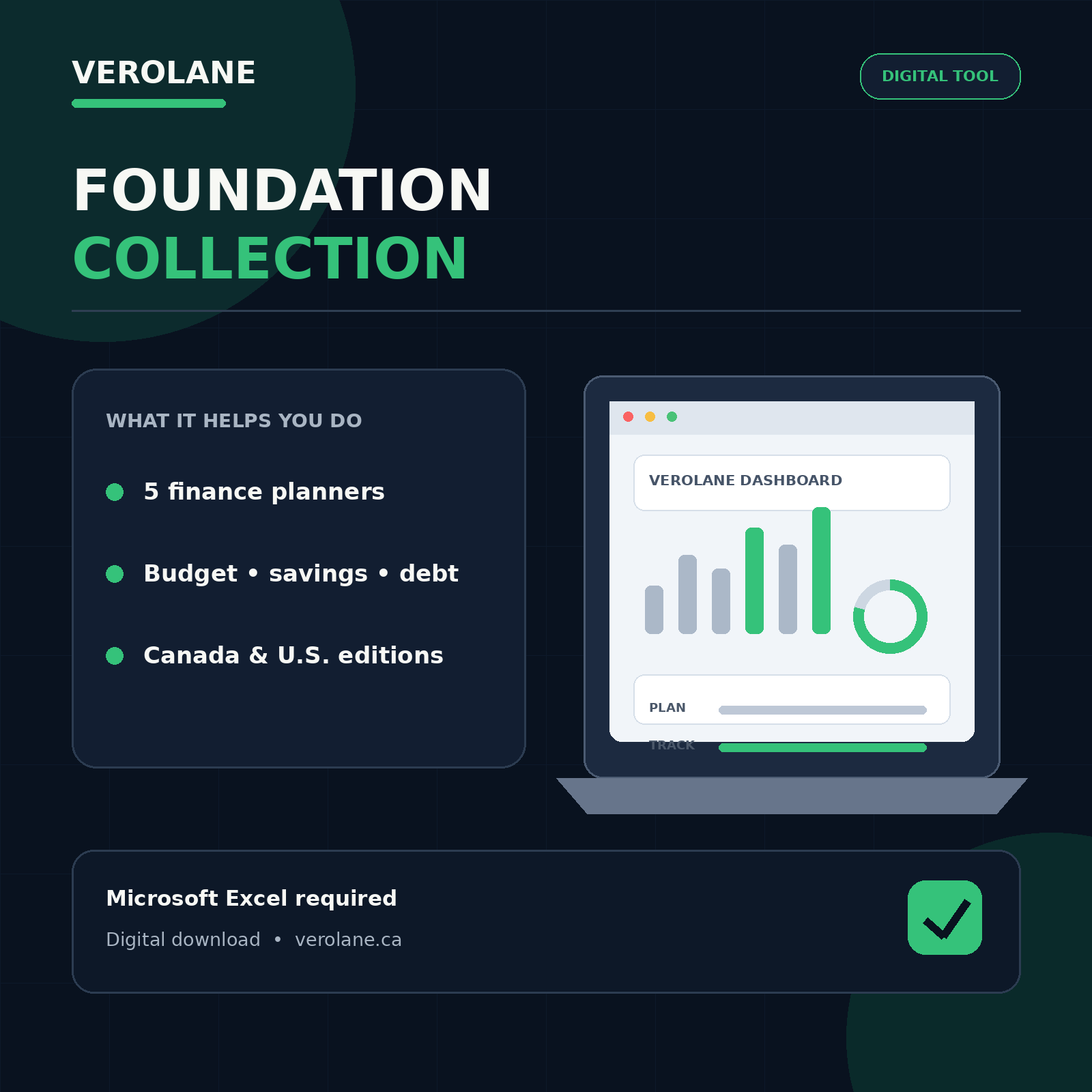 Verolane Foundation Collection five Excel finance planners hero image