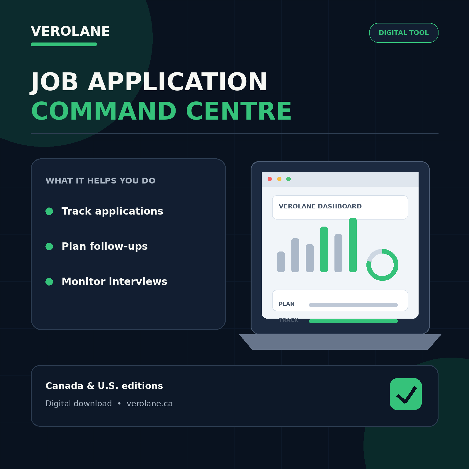 Verolane Job Application Command Centre Excel job search tracker hero image