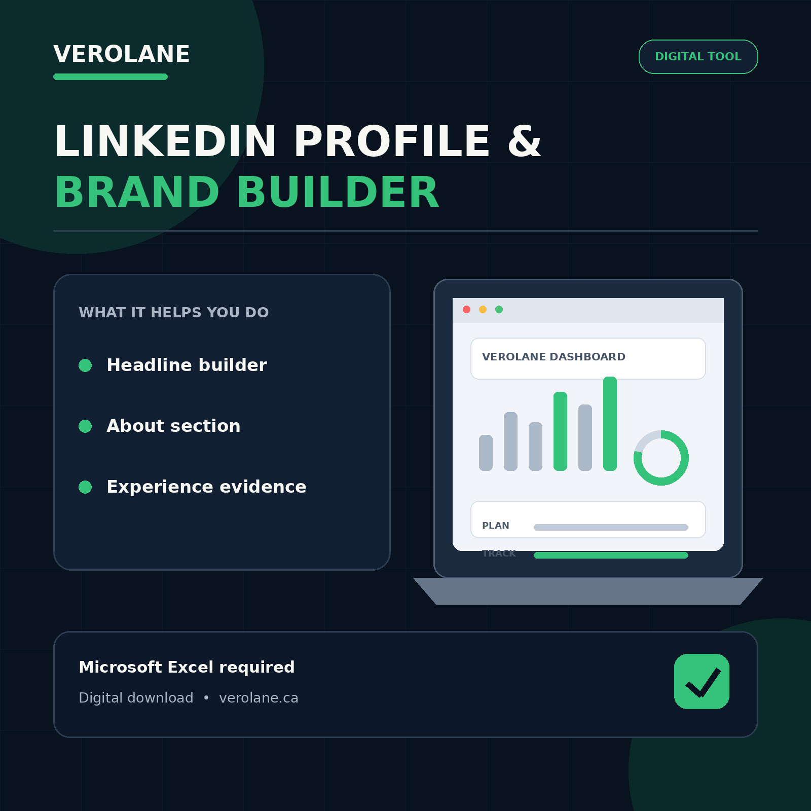 Verolane LinkedIn Profile and Professional Brand Builder Excel workbook hero image