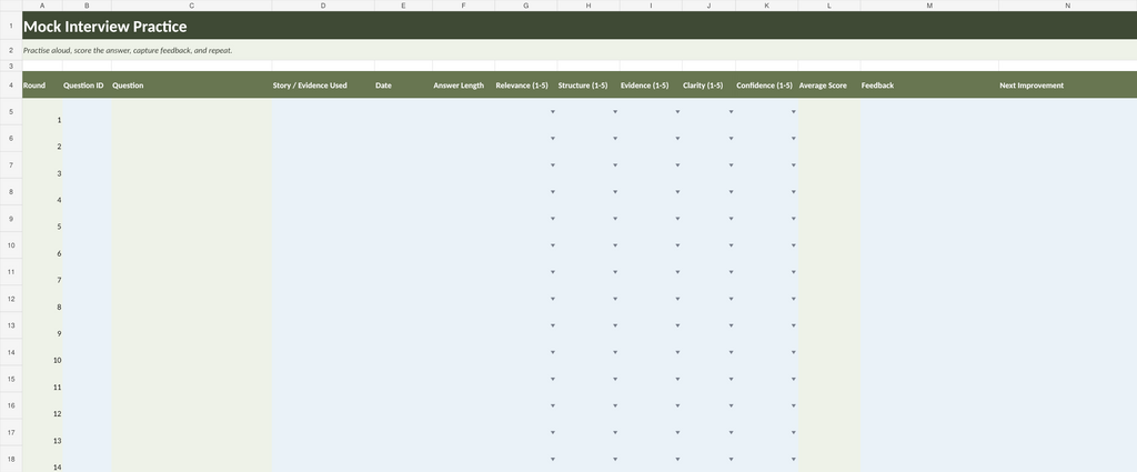 Mock Interview Practice tracker preview