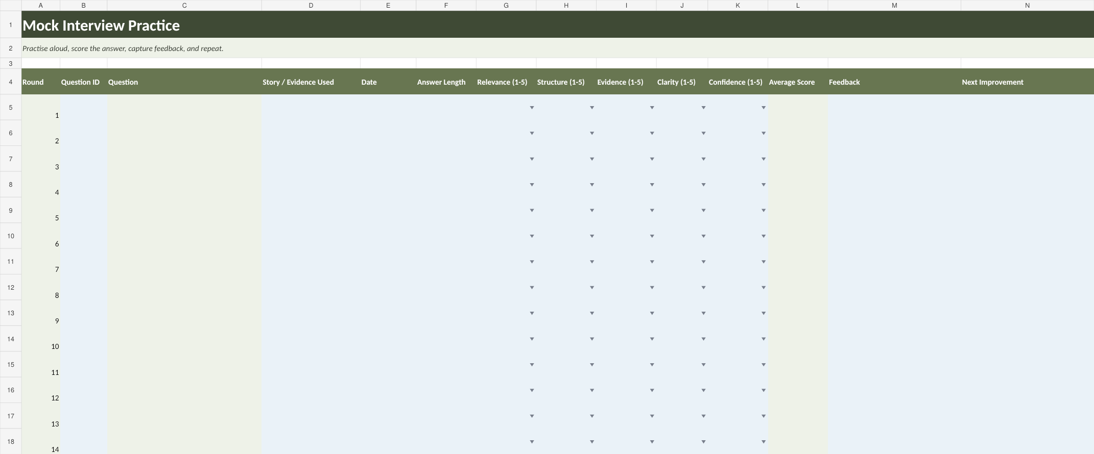 Mock Interview Practice tracker preview