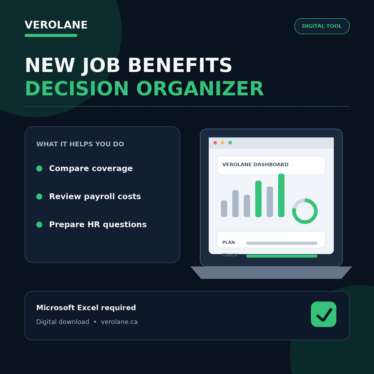 Verolane New Job Benefits Decision Organizer Excel workbook hero image