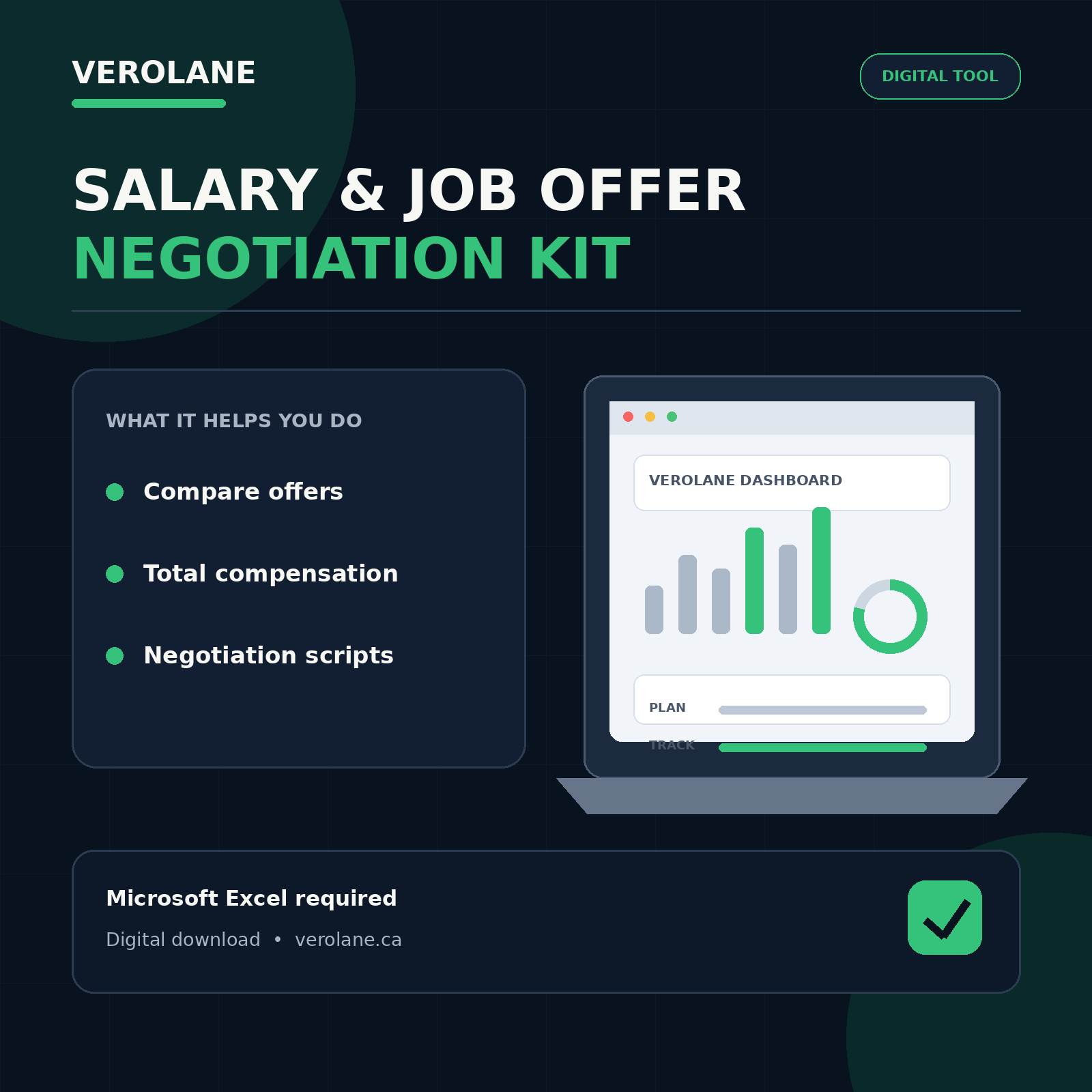 Verolane Salary and Job Offer Negotiation Kit Excel workbook hero image