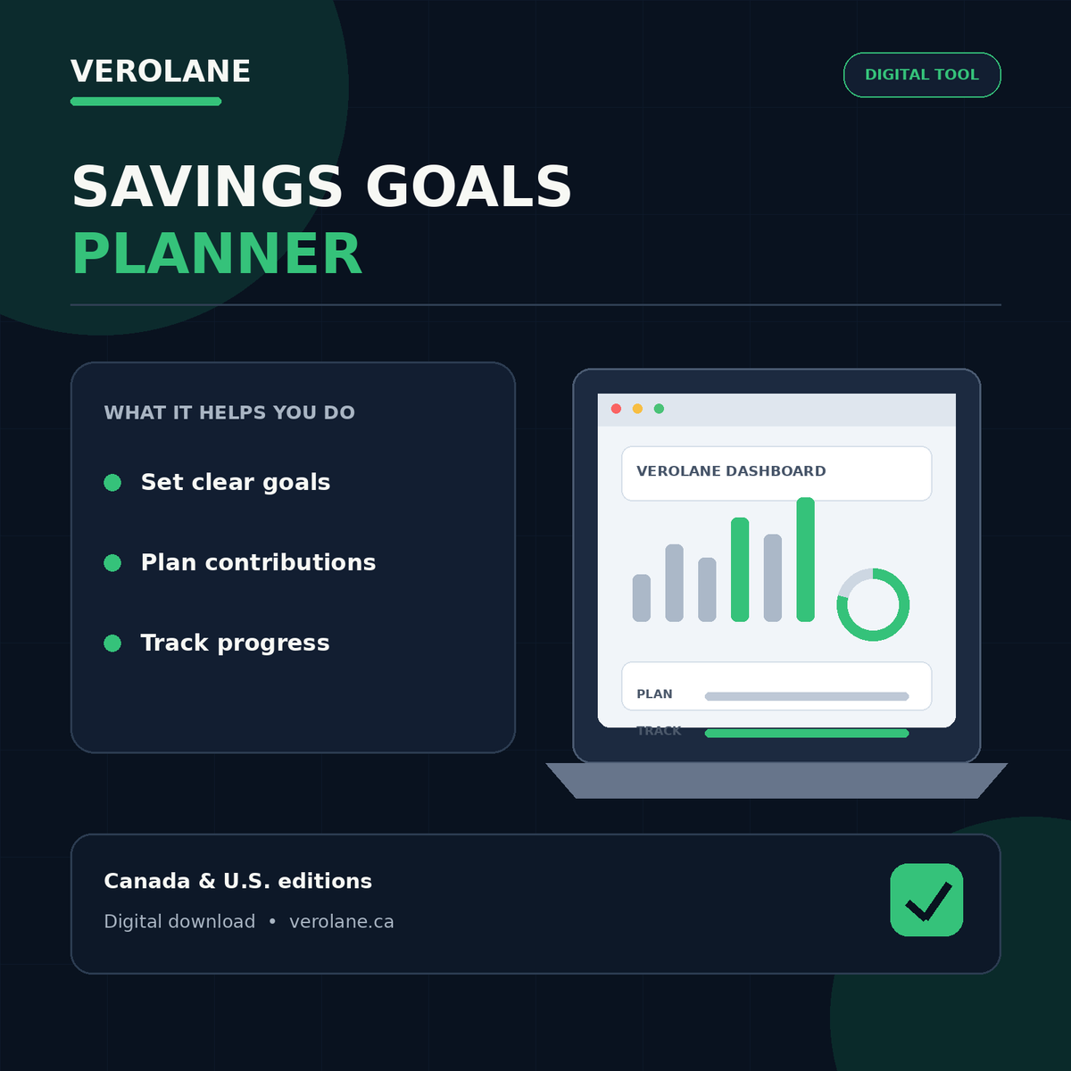 Verolane Savings Goals Planner Excel workbook hero image