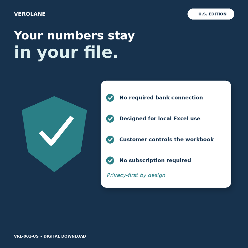 Privacy-first Excel budget planner with no required bank connection