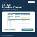 Verolane U.S. Debt Freedom Planner Excel workbook with Debt-Free Dashboard preview.