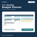 Verolane U.S. Monthly Budget Planner Excel workbook dashboard and cover