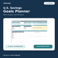 Verolane U.S. Savings Goals Planner Excel workbook dashboard and cover.